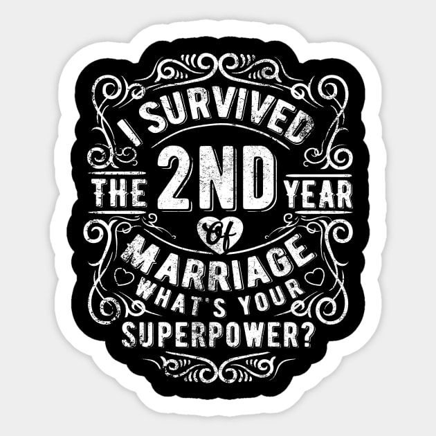 Funny Wedding Anniversary Gift- 2 years Wedding Marriage Gift Sticker by Essinet